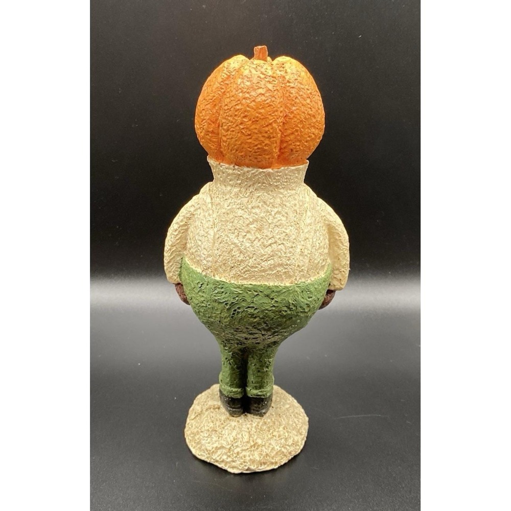 Vintage 80s 90s Halloween Pumpkin Head Man with Bow Tie Folk Primitive - Picture 3 of 5